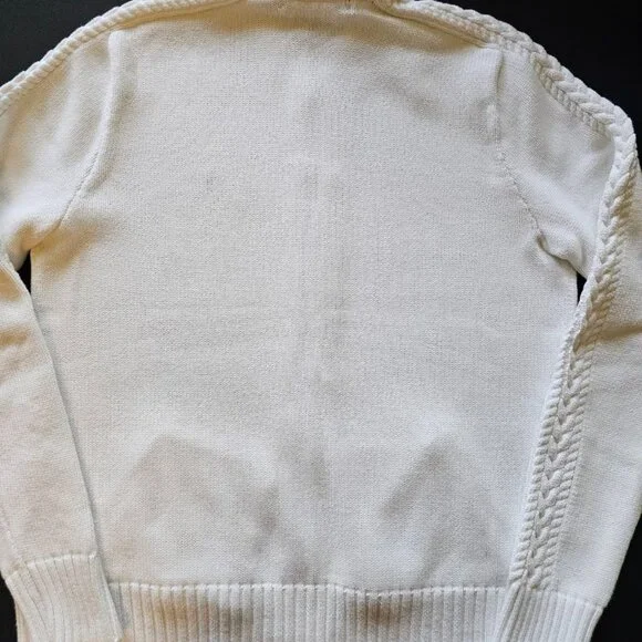 Polo Women's Full Zip Sweater, White, M-L, 2 Pockets - Picture 3 of 4